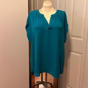 Roz and Ali turquoise blue 3X blouse